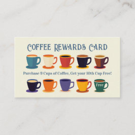 Cartão De Visita Retro Coffee Shop Rewards Loyalty Punch Card
