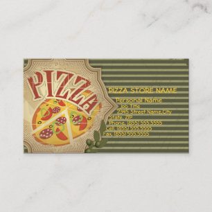 Cartão de visita retro da loja de pizza do vintag