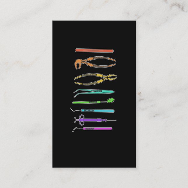 Cartão De Visita Retro Dentist Tools Dental Assistant Dental (Frente)