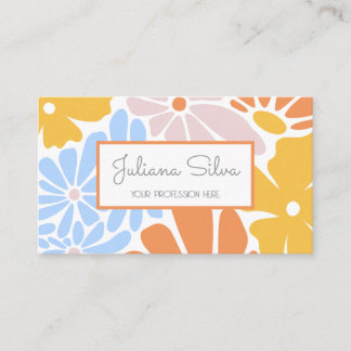 Cartão De Visita Retro Floral com QR