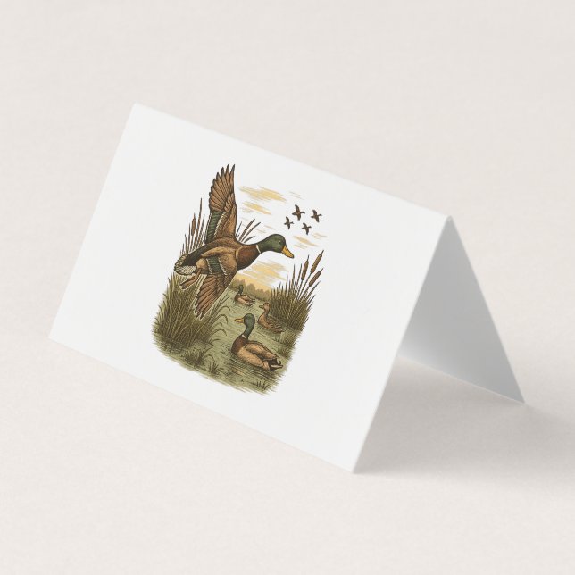 Cartão De Visita Retro-Flying-Mallard-Duck-Hunting (Frente)