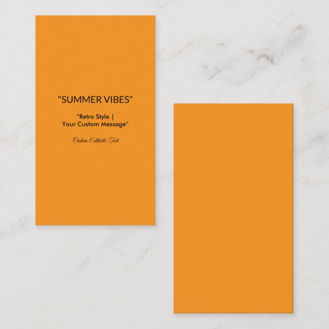 Cartão De Visita Retro Orange Texture – Summer Vibes Art (Frente/Verso)
