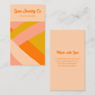 Cartão De Visita Retro Painted Abstract Crossed Lines Peach Blank