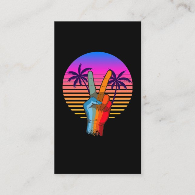 Cartão De Visita Retro Peace Vaporwave Hawaii 70s 80s (Frente)