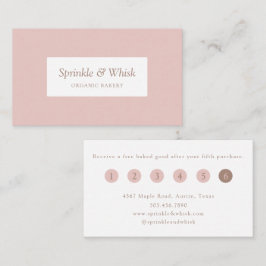 Cartão De Visita Retro Pink And Brown Heart Stripes Bakery Loyalty 