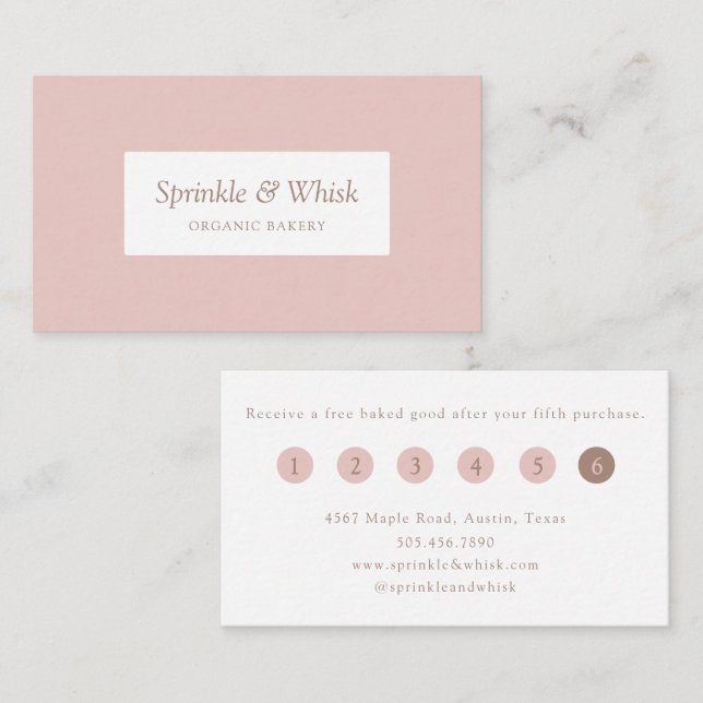 Cartão De Visita Retro Pink And Brown Heart Stripes Bakery Loyalty  (Frente/Verso)