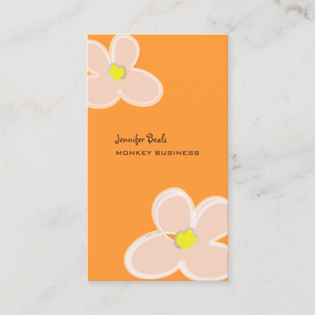 CARTÃO DE VISITA RETRO PINK PLUMERIAS/DIMINUIR COR DE FUNDO (Frente)