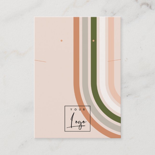 Cartão De Visita Retro Rainbow Desert Logo Earrando Colar (Frente)