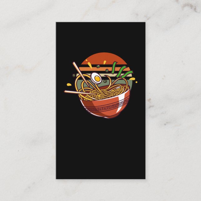 Cartão De Visita Retro Ramen Bowl com Chopsticks Noodles Japoneses (Frente)