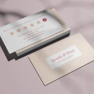 Cartão De Visita Retro Red And Cream Heart Stripes Bakery Loyalty 