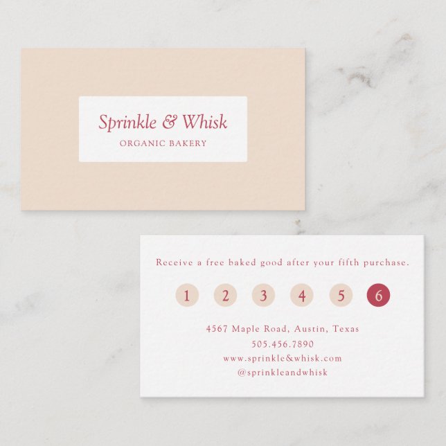 Cartão De Visita Retro Red And Cream Heart Stripes Bakery Loyalty  (Frente/Verso)