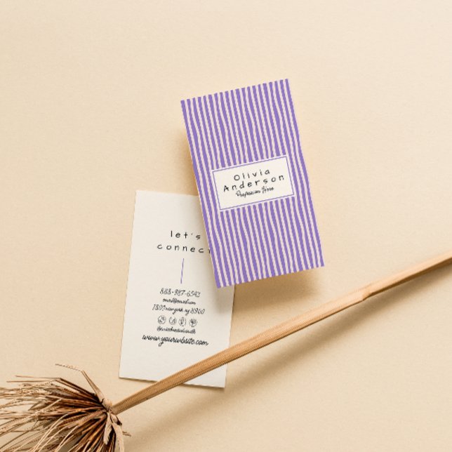 Cartão De Visita Retro Roxo Desenho da Mão Trendy Modern (Criador carregado)