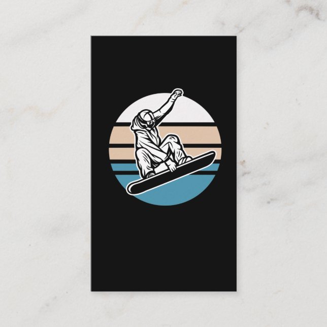Cartão De Visita Retro Snowboard Jump Snowboarder Winter Sport (Frente)