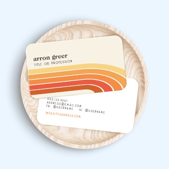 Cartão De Visita Retro Stripes 80 s Laranja Amarelo Laranja (Criador carregado)