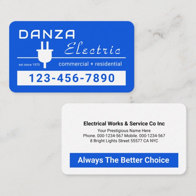 Cartão De Visita Retro Stunning Blue Plug Line (Frente/Verso)