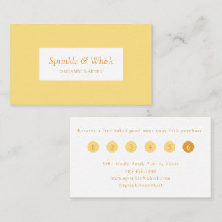Cartão De Visita Retro Vanilla Yellow Heart Stripes Bakery Loyalty 