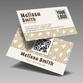 Cartão De Visita Retro Wavy Abstract Pattern Custom