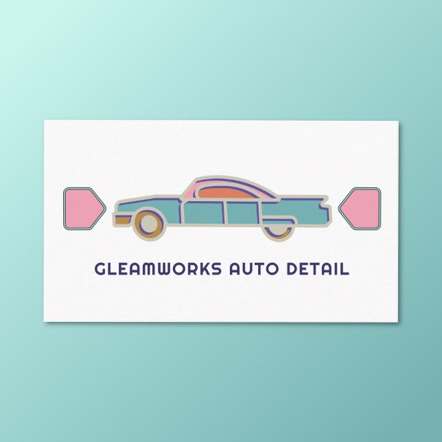 Cartão De Visita RetroLegal Automaticamente Valorização da Lava do  (Retro cool auto detail business card)