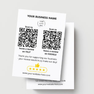 Cartão De Visita Revisão de código QR para pequenas empresas GOOGLE
