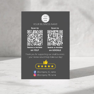Cartão De Visita revisão de pequeno negócio código QR GOOGLE e YELP