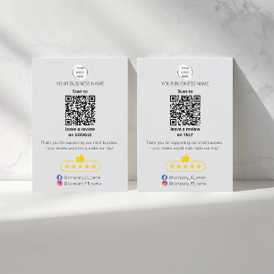 Cartão De Visita revisão de pequeno negócio código QR GOOGLE e YELP