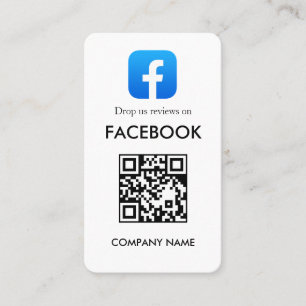 Cartão De Visita Revisão do Facebook QR Minimal Branco Estilo Empre