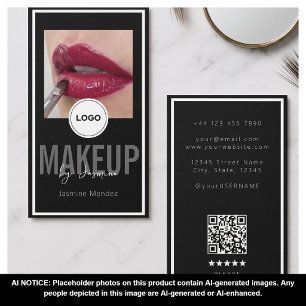 Cartão De Visita Revisão do Logotipo Moderno QR Preto e Branco Arti