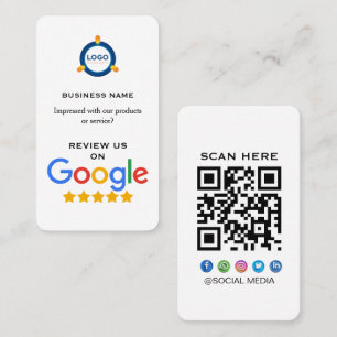 Cartão De Visita Revisão Moderna do Google Com Código QR 