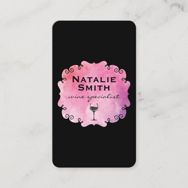 Cartão De Visita Rico Rótulo Vinho com Mancha de Vinho (Frente)