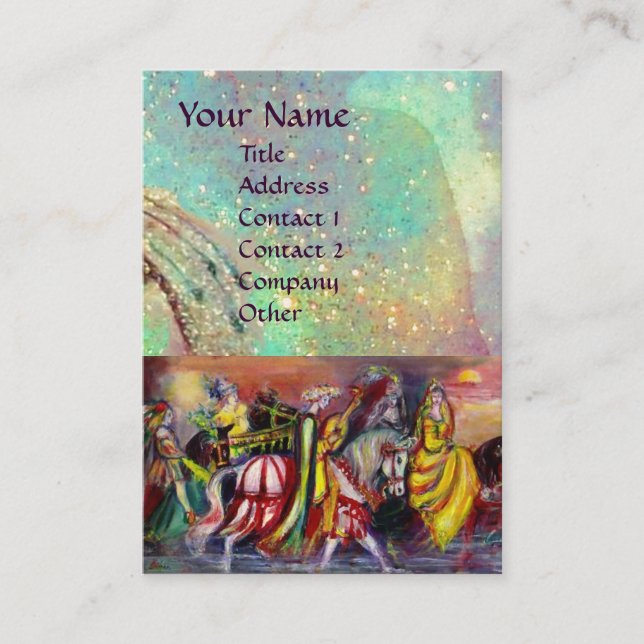 Cartão De Visita RIDERS NA NOITE, azul brilhante, faíscas douradas (Frente)