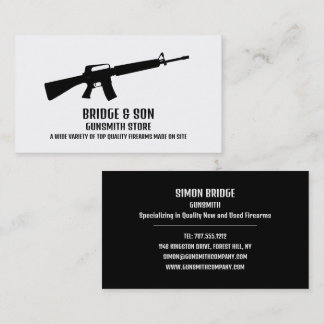 Cartão De Visita Rifle Silhouette, Gunsmith, Gunstore