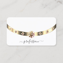 Cartão De Visita Rinestonas Douradas e Brancas Brilhantes