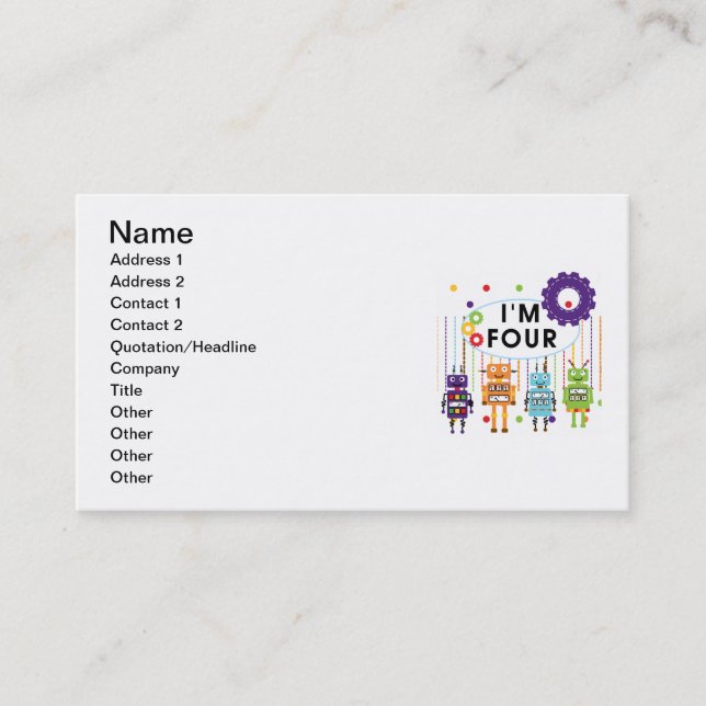 Cartão De Visita Robô 4º aniversário Camisetas e presentes (Frente)