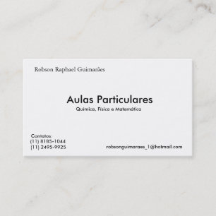 Cartão De Visita Robson Raphael Guimarães, Aulas Particulares, Q...