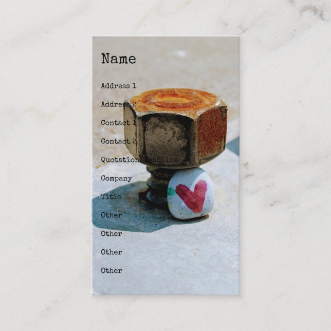 Cartão De Visita Rocha do Coração Oculta e um Bolt Rusty (Frente)