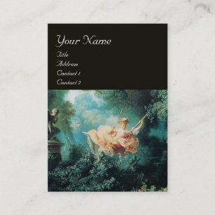 Cartão De Visita ROCOCO LADDY SOBRE COMANDO MONOGRAMA verde rosa