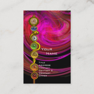 Cartão De Visita ROD ASCLEPIUS,7 CHAKRAS YOGA LOTUS Pink preto