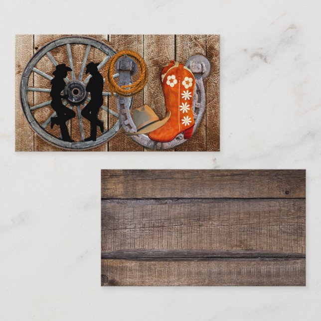 Cartão De Visita Roda de Vagão de Ferradura do Cowboy Ocidental (Frente/Verso)