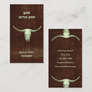 Cartão De Visita Rodeo Brown Rustic Western Tattoo Compra Touro Crâ