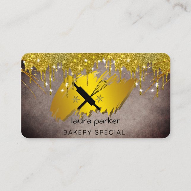 Cartão De Visita Rolling Pin Whisk Bakery Pastelaria Catering Chef  (Frente)