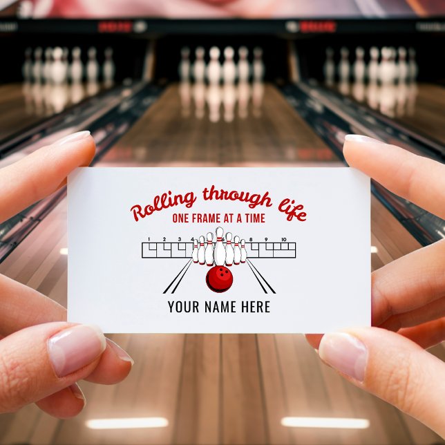 Cartão De Visita Rolling Through Life Bowling Business Card (Criador carregado)