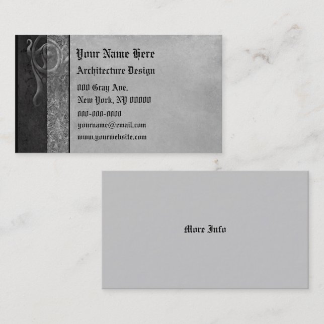 Cartão De Visita Rolos góticos de pedra cinzentos (Frente/Verso)