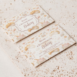 Cartão De Visita Romantic Blush Croissant Bakery Business