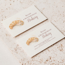 Cartão De Visita Romantic Blush Croissant Bakery Business