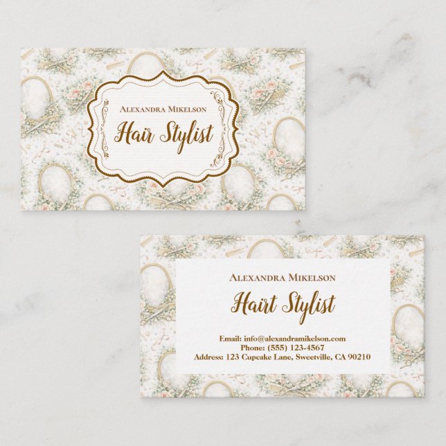 Cartão De Visita Romantic Floral Salon Hair Stylist (Frente/Verso)