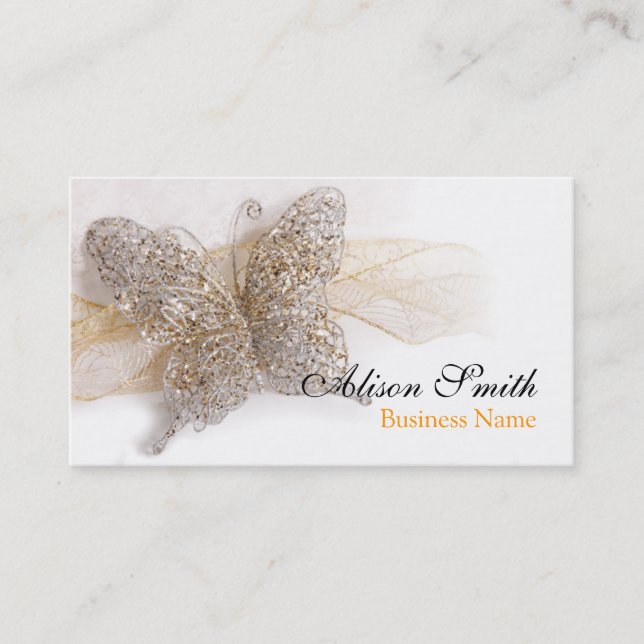 Cartão De Visita Romantic generic Business card with butterfly (Frente)