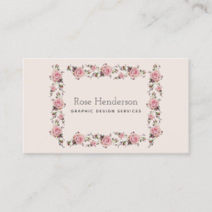 Cartão De Visita Romântica Vintage Feminina Rosa Rosas Rosa Floral