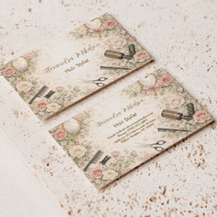 Cartão De Visita Romântico Estúdio de Cabelos Floral Branding