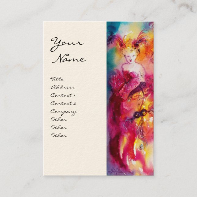 Cartão De Visita RONDO IN LAGOON, azul vermelho, amarelo-rosa (Frente)