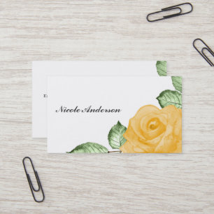 Cartão De Visita Rosa Amarela Chic Elegante Floral País Rústico